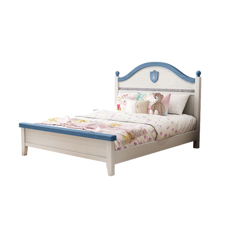 Coastal Standard Bed in White with Panel Headboard in Pine Wood