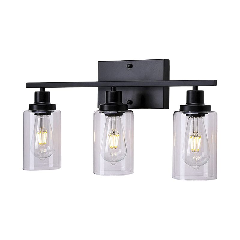 3 Lights Sconce Light Fixture Industrial Sconce Lamp in Black for Washroom