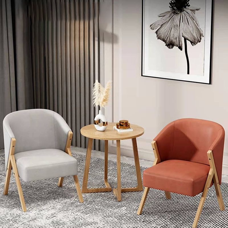 Scandinavian Wooden Accent Armchair Solid Color Arms Included Armchair