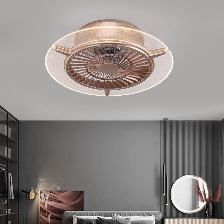 Ventilador de techo de lavado en forma de oro rosa Luz de LED acrílico contemporáneo Semi Flush Light para dormitorio