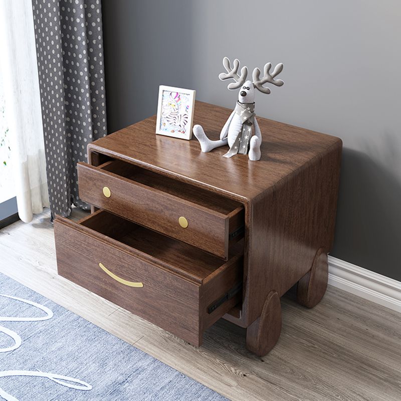 Storage Narrow Nightstand Flat Top Solid Wood Kids Bedside Table