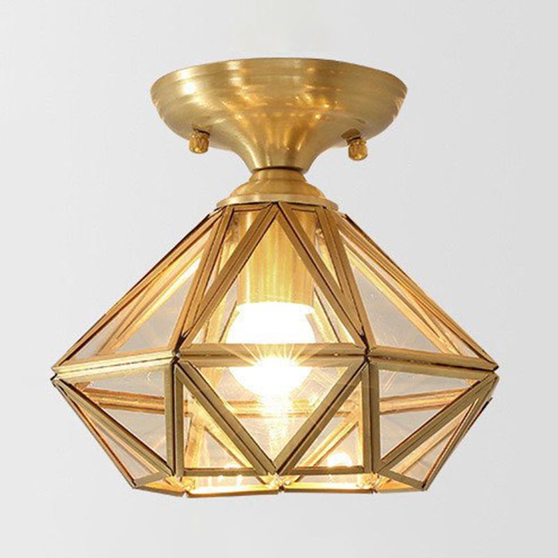 Diamond Shape Ceiling Lighting Modern Glass Flush Mount Fixture for Hallway