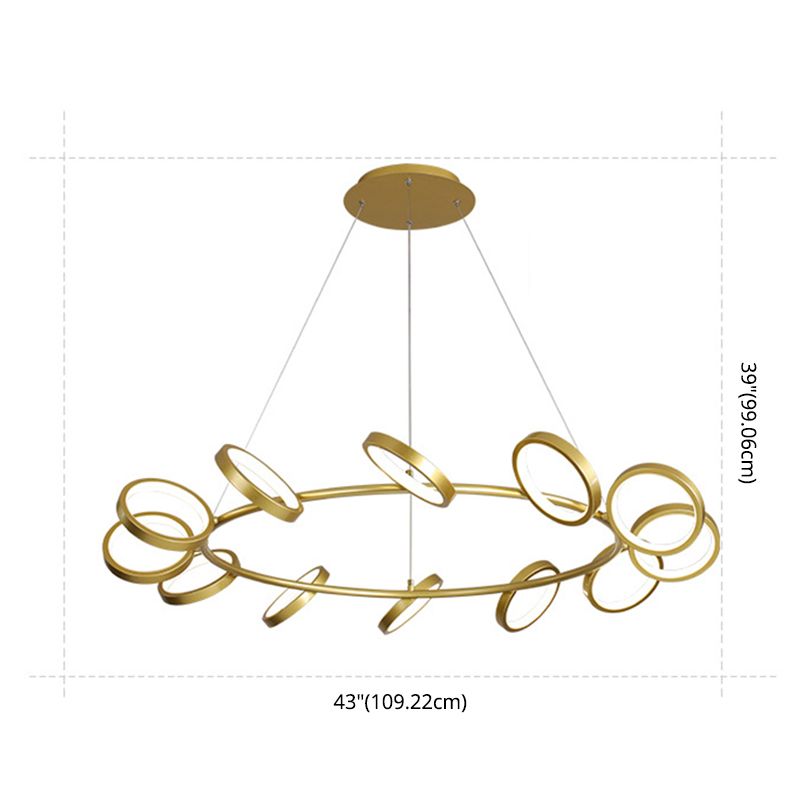 Simplicity Rotating Ring Shaped LED Chandelier Metal Living Room Hanging Light Fixture