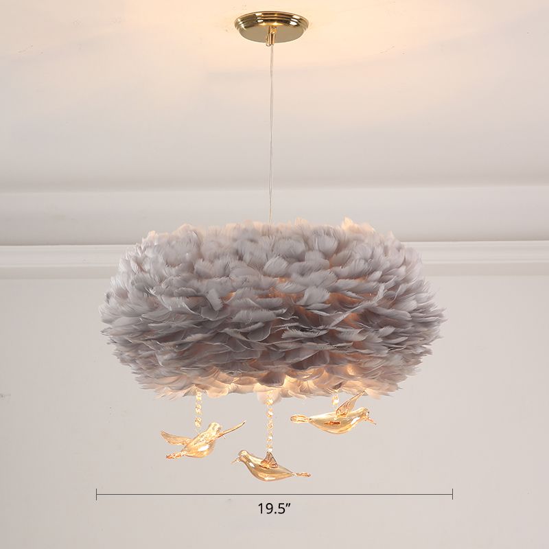 Lustre de lustre en forme de nid de plumes