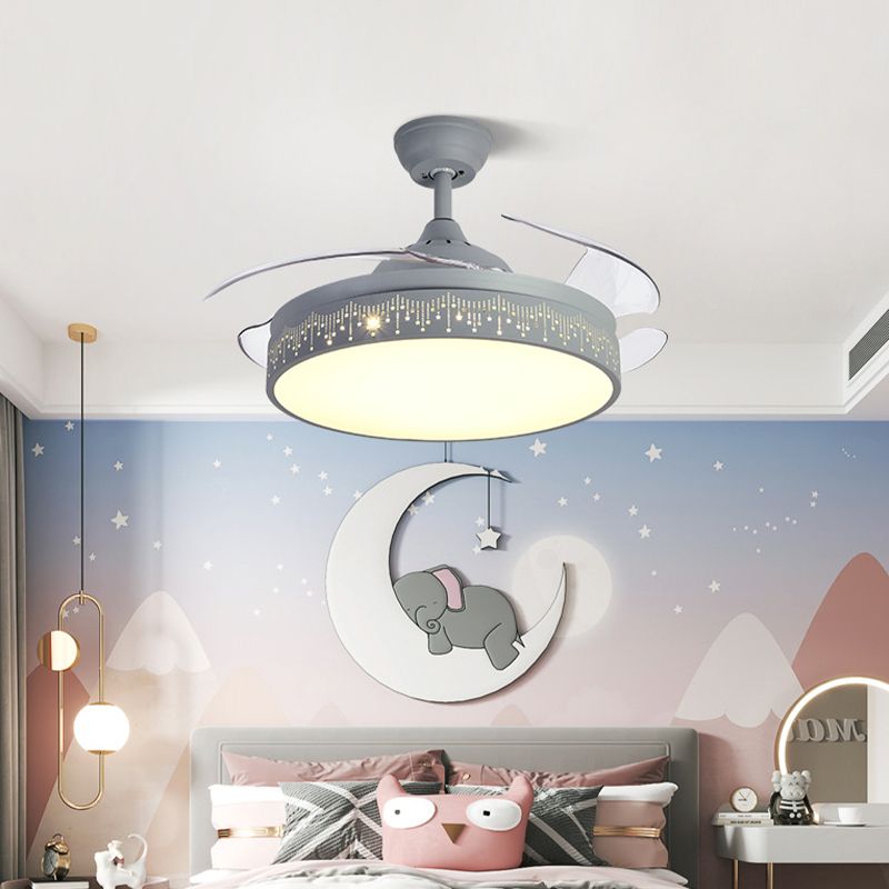 Nordic Style Ceiling Fan Lamp Round Shape LED Ceiling Fan Light for Living Room