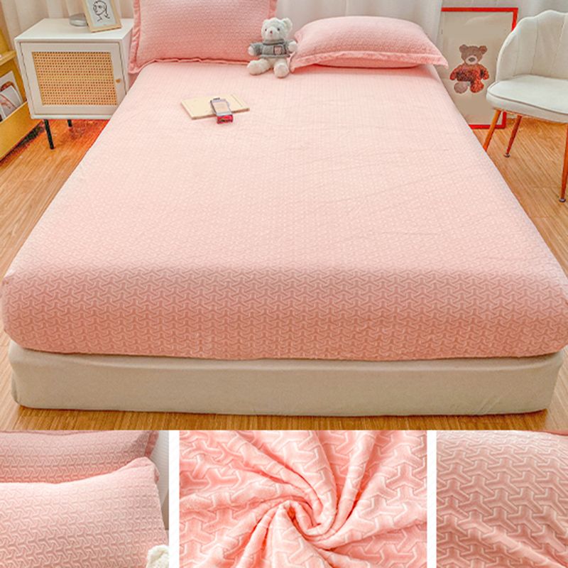 Flannel Bed Sheet Set Breathable Solid Color Bed Sheet Set with Fade Resistant