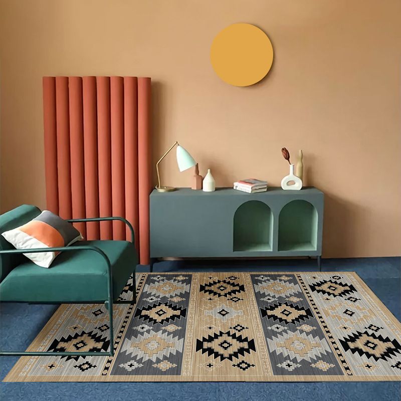 Multicolor Bohemian Area Carpet Polyester Southwestern Print Indoor Rug Anti-Slip Backing Carpet for Living Room