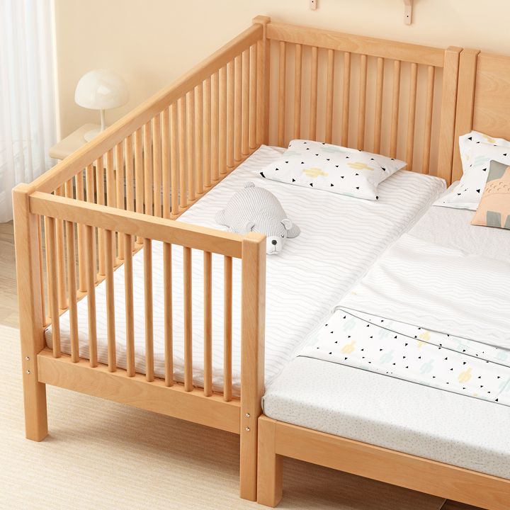 Traditional Solid Wood Nursery Bed Guardrail Washed Natural Baby Crib