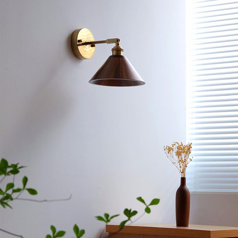 Modern Wall Light Fixture Wooden 1 Light Wall Light Sconce for Bedroom