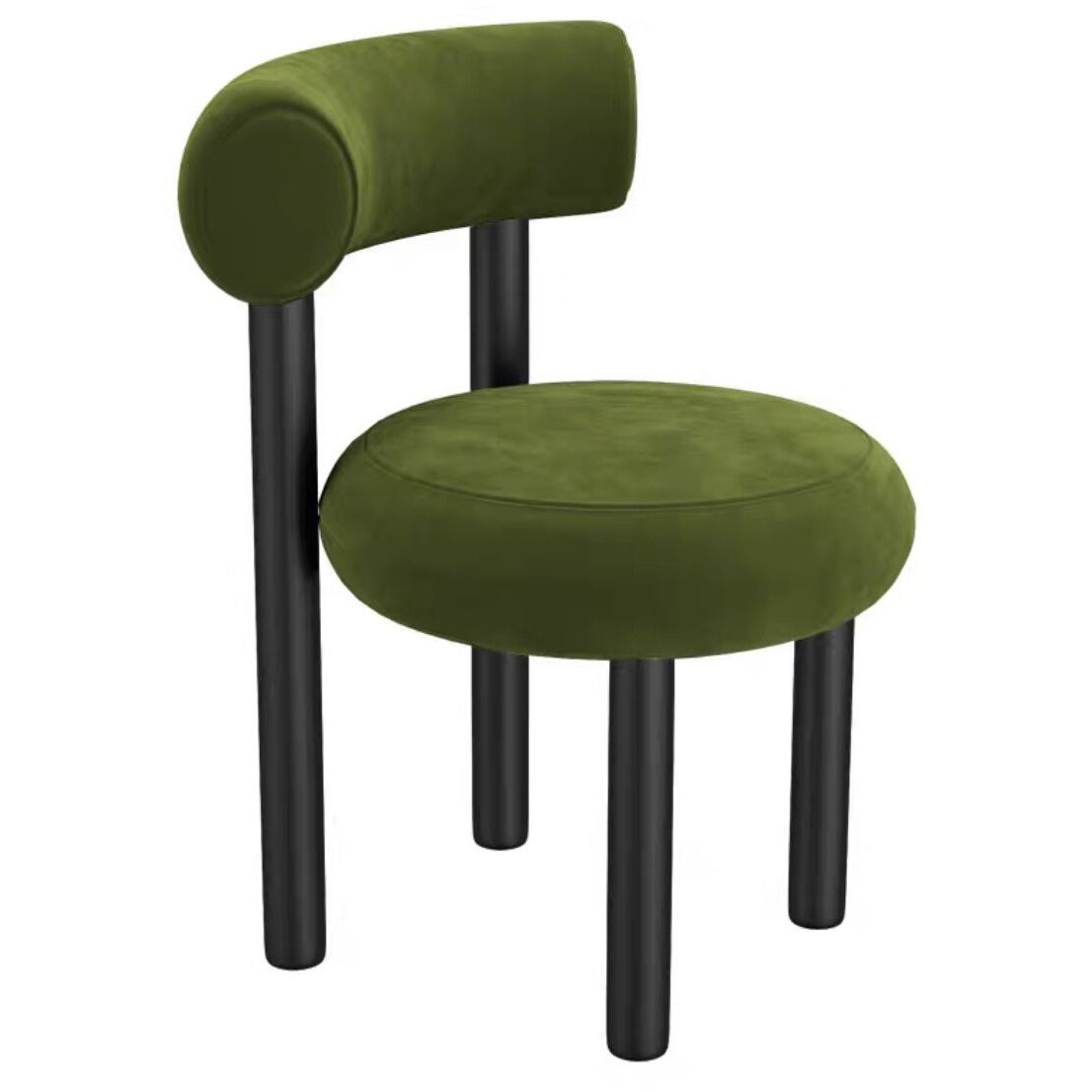 Contemporary Open Back Side Chair Velvet Upholstered Dining Side Chair