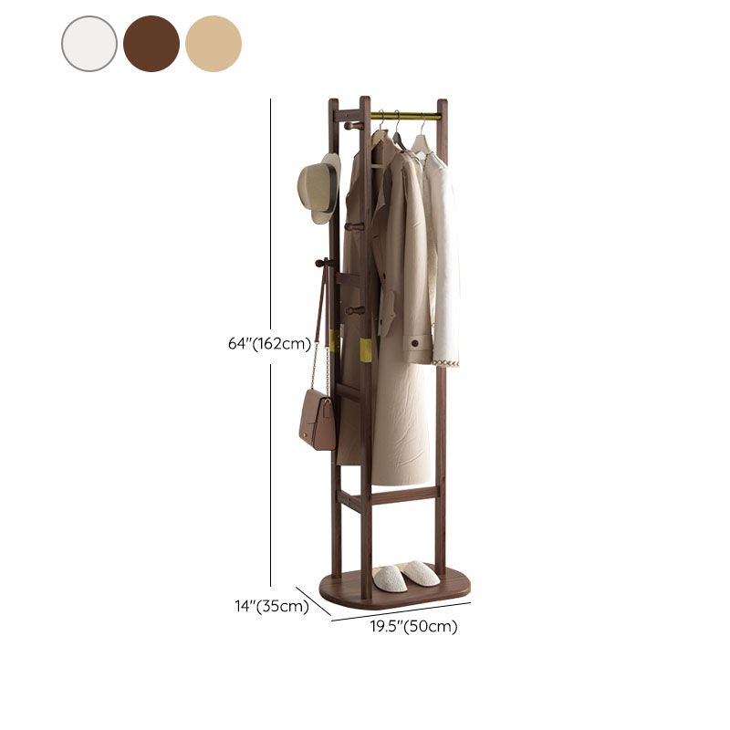 64" Modern and Contemporary Hanging Hall Tree Pine Coat Hanger with Hanging Rail and Hooks