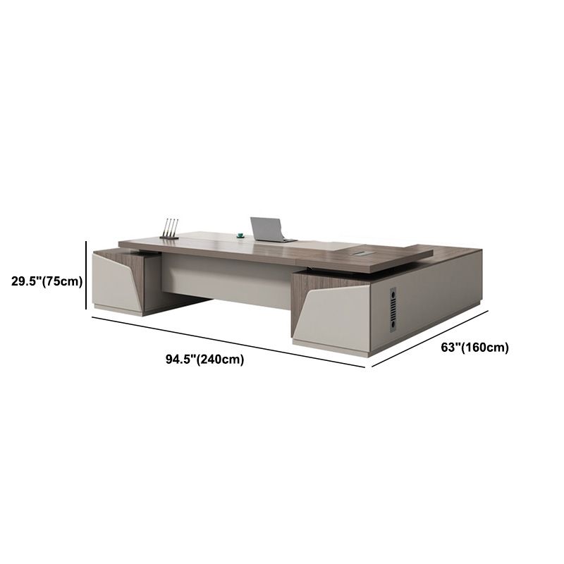 Modern Cable Management Office Desk Wood L-Shape Executive Desk for Office