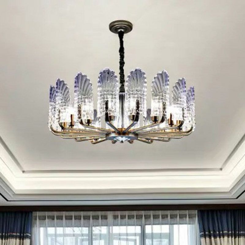 Peacock Feather Dining Room Plafond Lighting Crystal Crystal 12 Heads Modern Chandelier Light en bleu