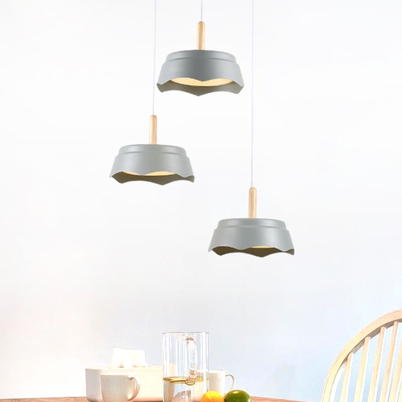 Drum Living Room Suspension Pendant Metal 3 Lights Modernism Hanging Ceiling Light