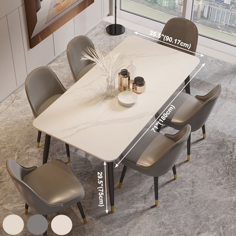 Mesa de comedor de forma rectangular Mesa de piedra sinterizada estilo moderno con 4 patas