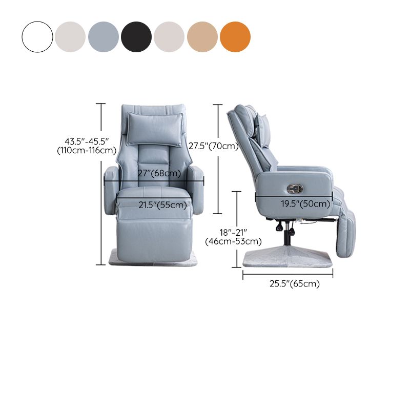 Manual-Handle Swivel Standard Recliner Solid Color Faux Leather Recliner Chair