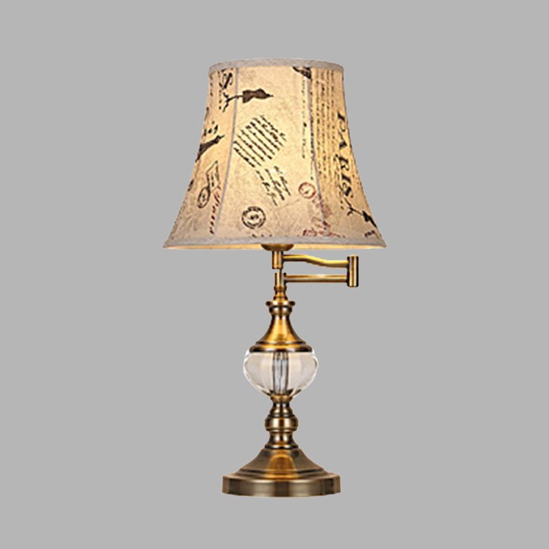 Crystal Beige/Light marrone chiaro Light Simple a pannelli Single Light Style Stile tradizionale Lampada notturna per camera da letto