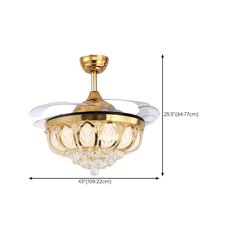 Modern Simple Ceiling Fan Lamp Circle Shape Crystal Ceiling Fan Light for Living Room