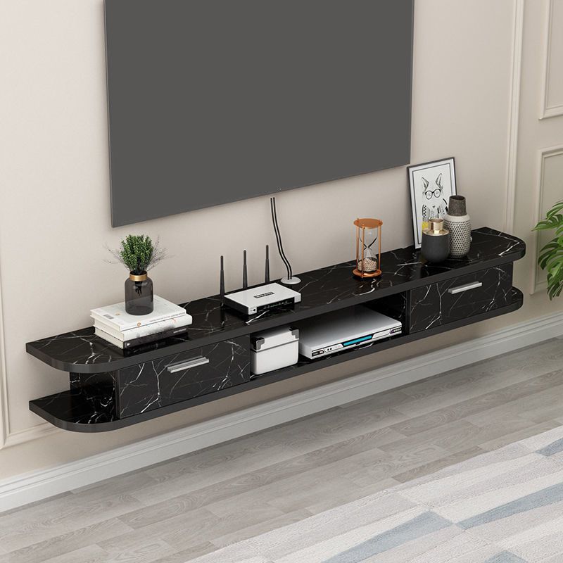 8.7 Inch D Faux Wood TV Stand , Minimalist TV Stand Console with 2 Storages Included