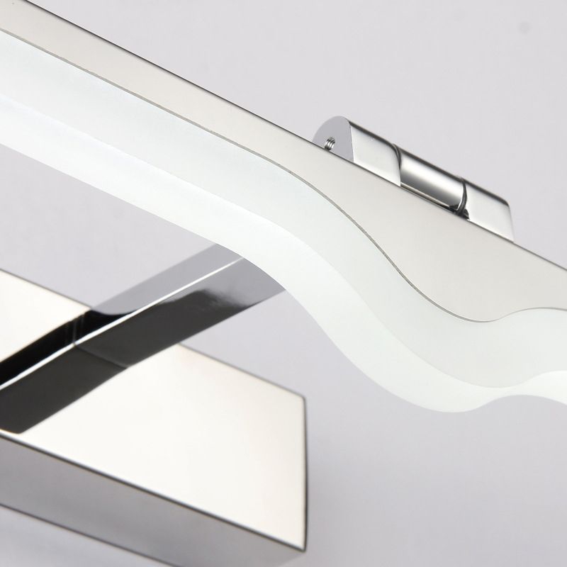 Chrome Shaded Wall Sconce Lighting Minimalist LED Metal Sconce Light Fixture for Shower Room