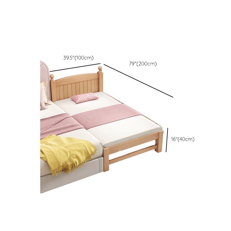 Glam Style Beech Wood Nursery Bed with Mattress and Guardrail