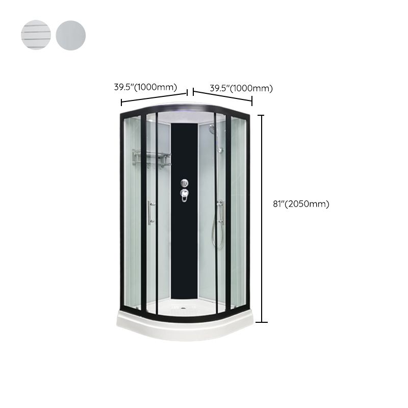 Round Easy Clean Glass Shower Stall Framed Double Sliding Shower Stall