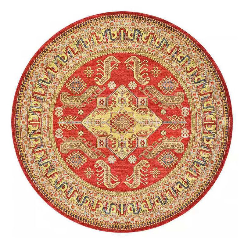Runde Stammesmuster Teppichpolyester Persischer Reihen Teppich Färbung Resistenter Innenteppich für Wohnzimmer