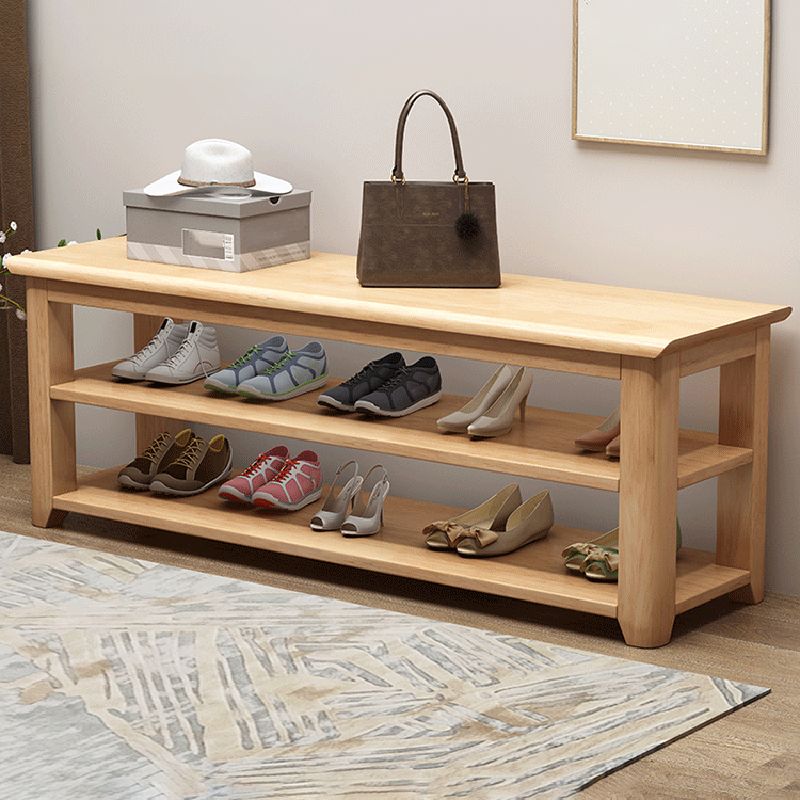 13.65-inch Width Modern Entryway Bench Solid Wood Seating Bench with Storage