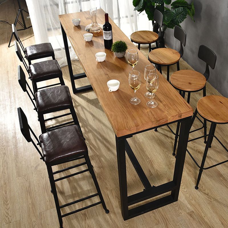 Brown Modern Style Solid Wood and Iron Table Dining Room Bar Table