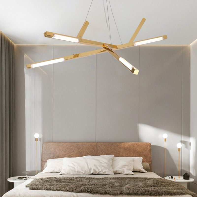 Simple Linear Ceiling Pendant Acrylic LED Bedroom Chandelier Light in Warm/White Light