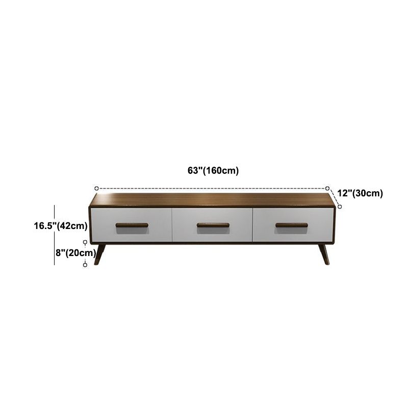 Modern Wood TV Media Stand 12" W Enclosed Storage TV Stand with Drawers