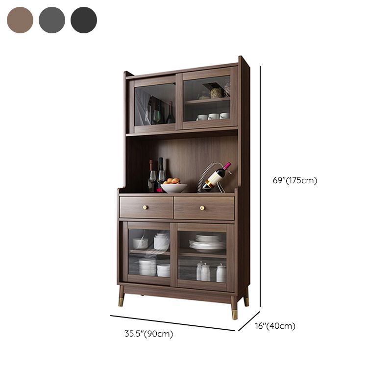 Contemporary Dining Hutch Faux Wood Hutch Buffet for Dining Room
