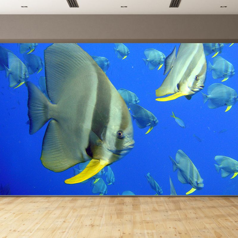 Tropical Underwater Creatures Mural for Living Room Moisture Resistant, Customized Size