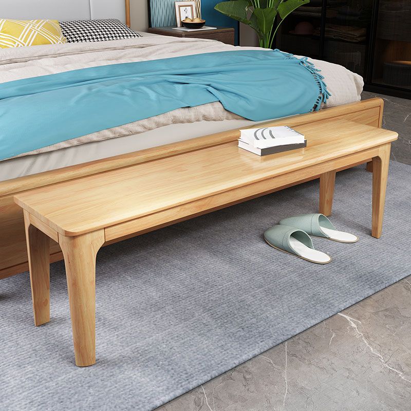 Contemporary Rubber Wood Bedroom Bench 17.3" Height Seating Bench with Legs