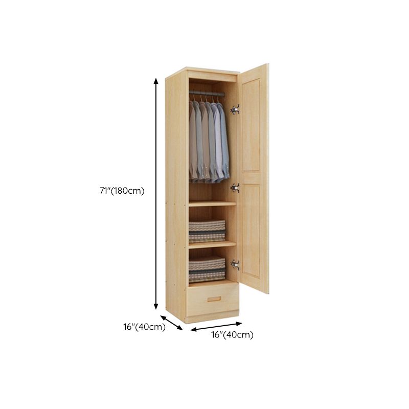 Solid Wood Kid's Wardrobe Contemporary Kids Closet with Storage Drawers