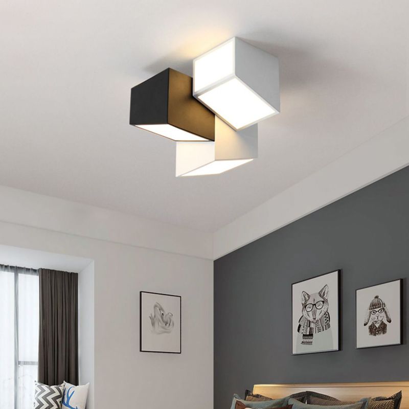 Metal Geometric Flush Light Modern 3 Lights Flush Mount Ceiling Light