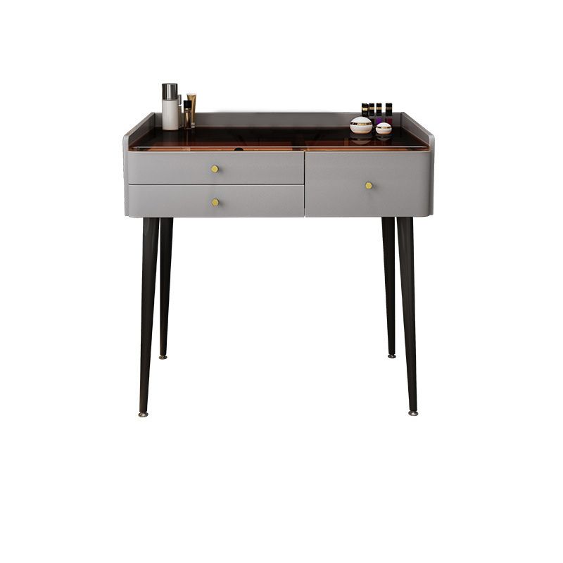 Modern Solid Wood Vanity Makeup Table Glass Top Vanity Table with Stool