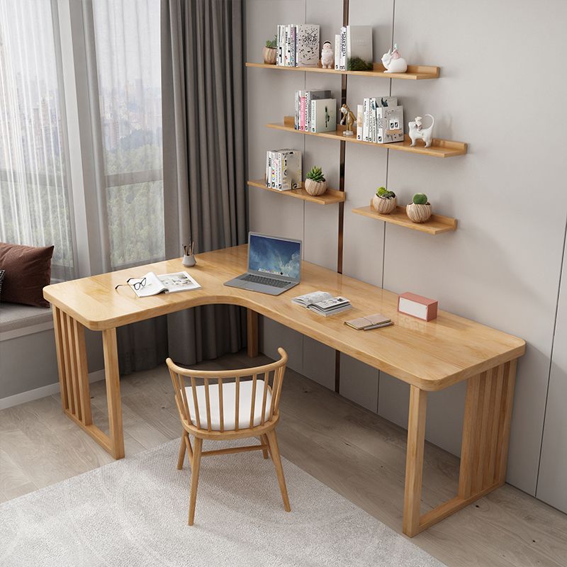 Modern Style Wooden Office Desk Natural L-shape Writing Desk for Home