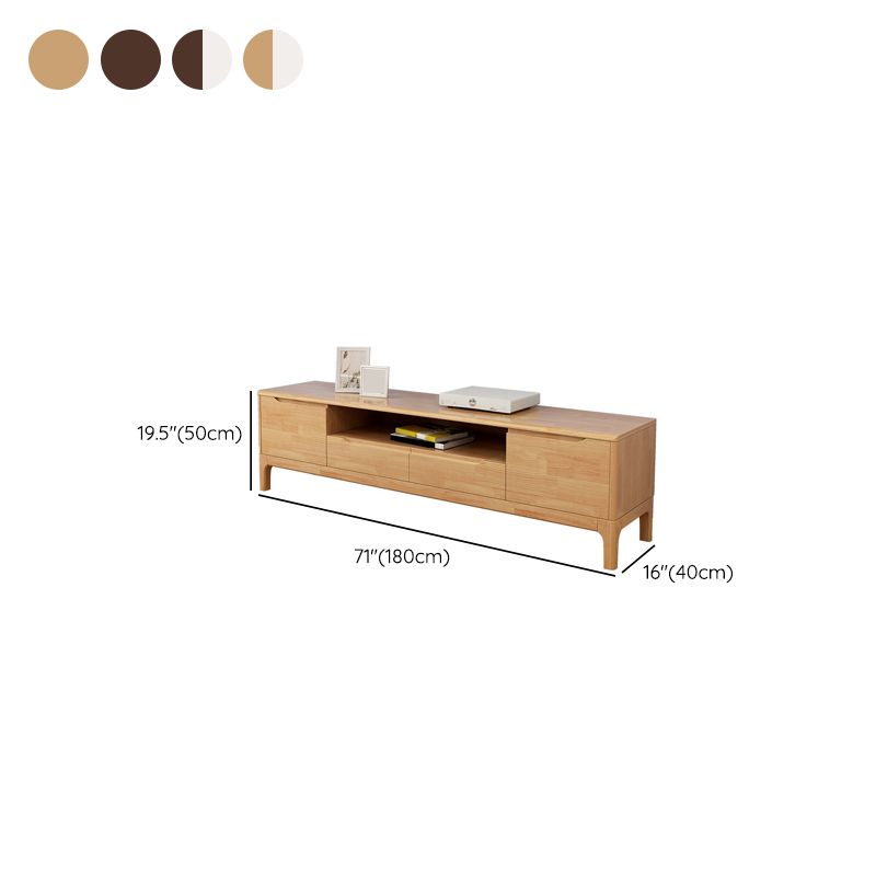 Rubber Wood Media Console Modern 2 Doors TV Console with Splayed Wooden Legs