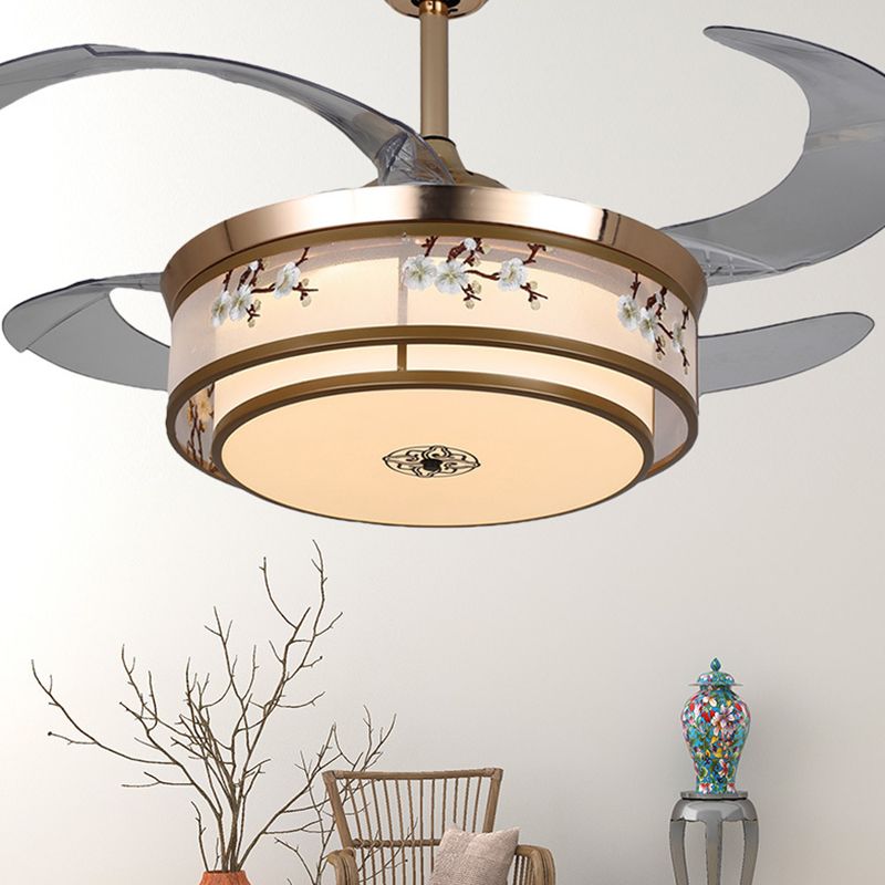 Modern Simple Ceiling Fan Lamp Cylinder Shape Ceiling Fan Light for Living Room