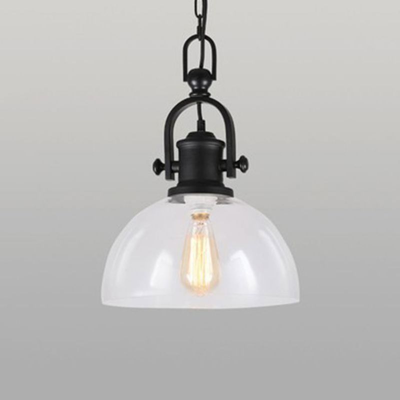 Lampe suspension en forme de pot en verre industriel 1-Light Bistro Bar Bar Pendant Lighting en noir