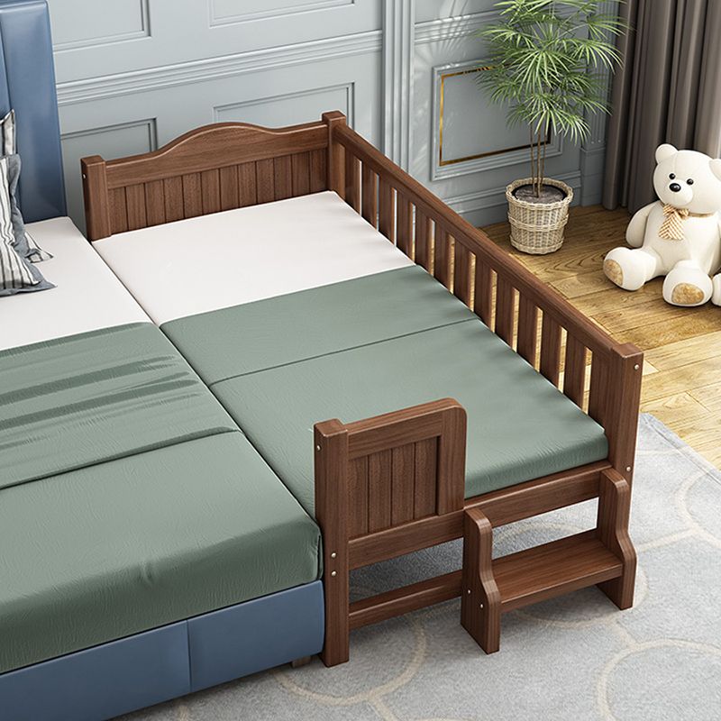 Traditional Wooden Baby Crib in Coffee Solid Wood with Guardrail