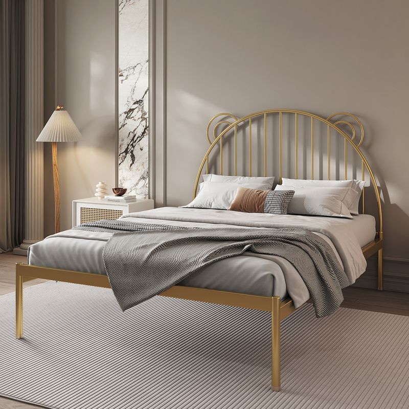 Metal Standard Bed with Open Frame Headboard Scandinavian Panel Bed