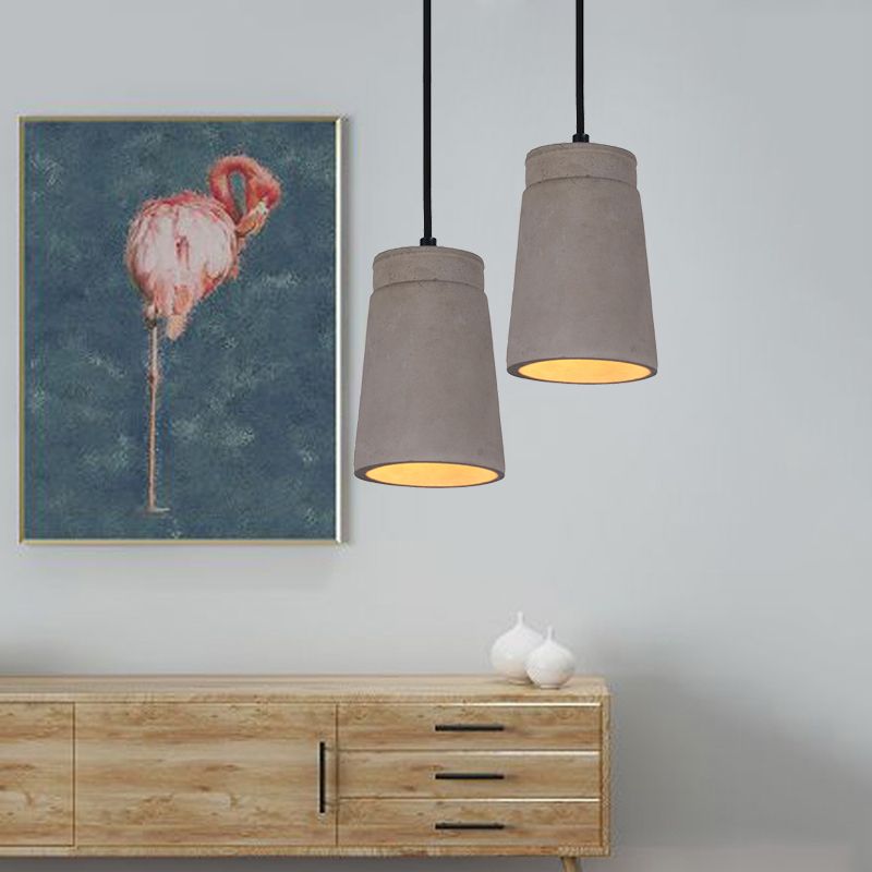 Grijze 1 bol hangende verlichting industrieel cement cilindrisch plafond hanger lamp voor slaapkamer