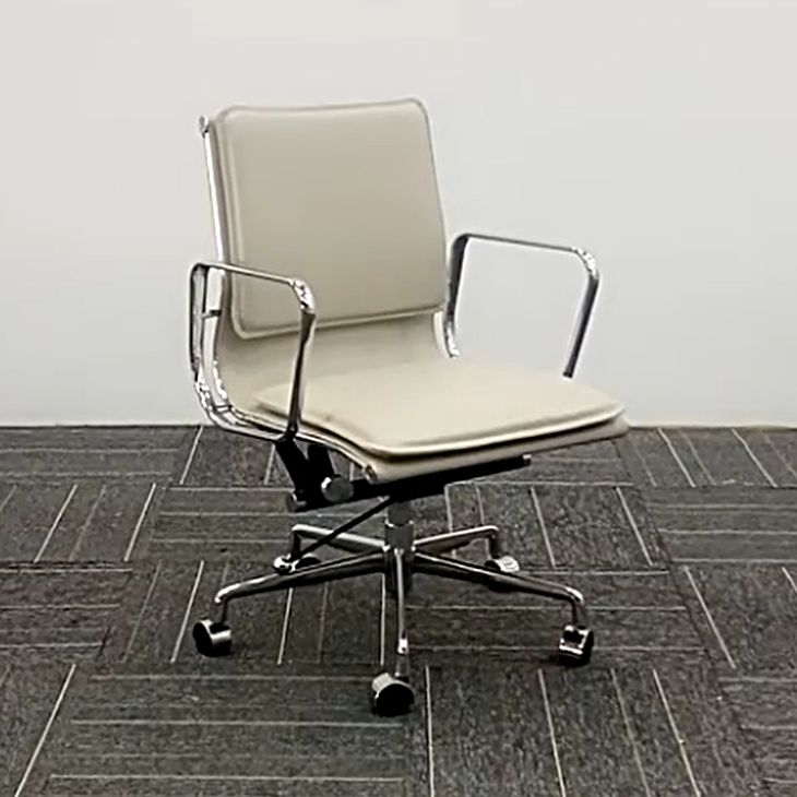 Contemporary Fixed Arms Task Chair White Desk Chair for Office