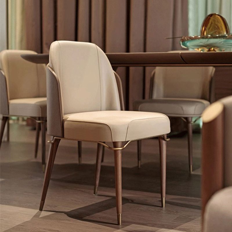 Glam Style Wood Dining Armless Chairs Faux Leather Dining Chairs for Restaurant Use