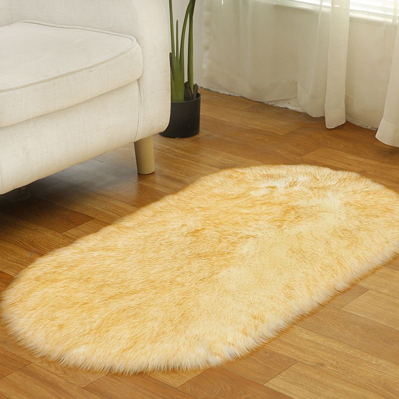 Multi Colored Plain Rug Faux Fur Minimalist Carpet Non-Slip Pet Friendly Stain Resistant Rug for Sitting Room