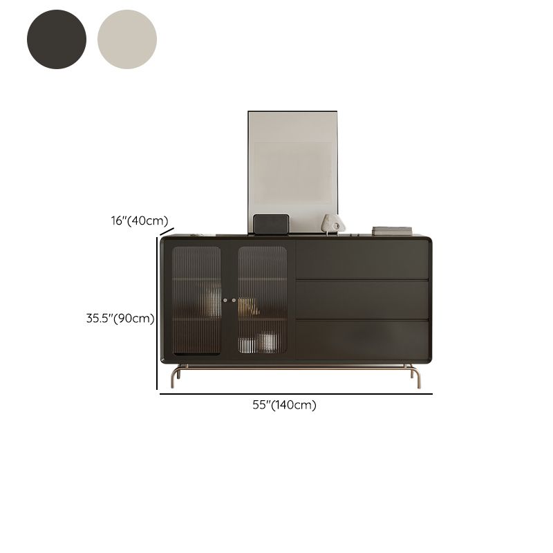 Contemporary Style Wood Buffet Sideboard with Cabinets and Drawers