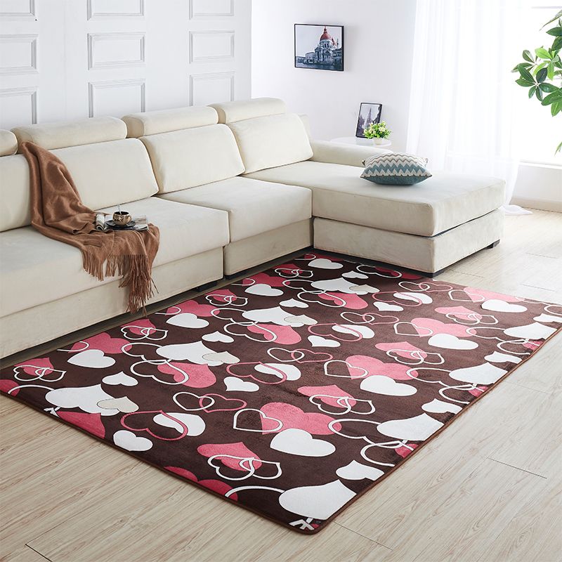 Pink Modern Carpet Solid Color Polyester Area Rug Stain Resistant Rug for Home Decor