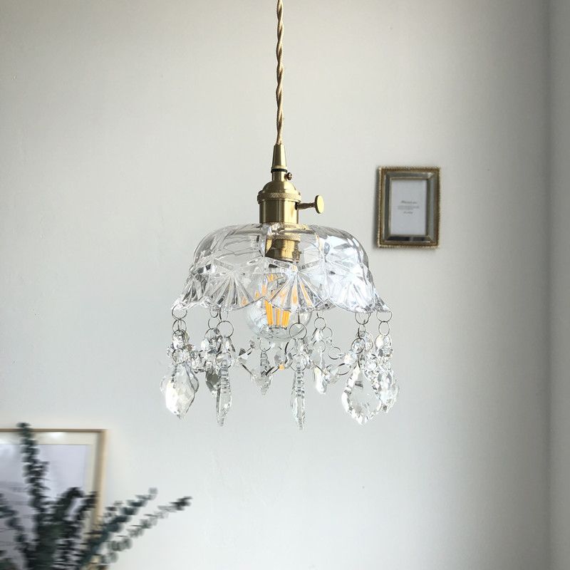 Glass Industrial Pendant Light 1-Light Hanging Ceiling Light for Hallway